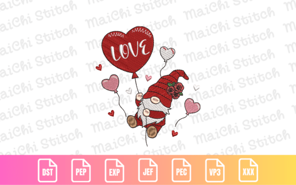 A Designer’s Review: Valentine Gnome with Heart Balloons Embroidery