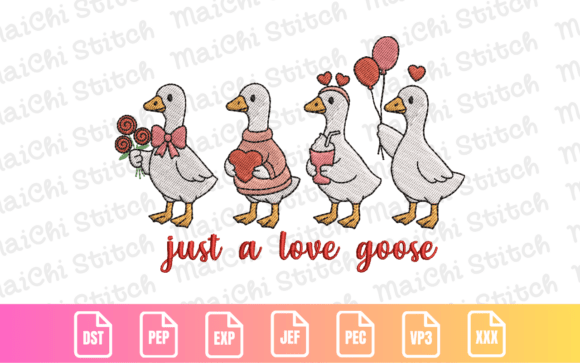 Adorable Valentine Goose Parade Embroidery