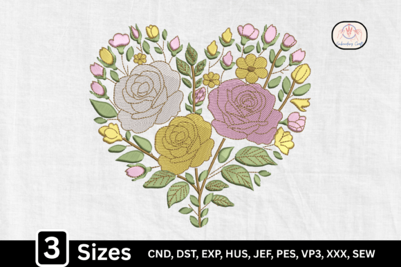 An Embroidery Designer's Review of Pastel Flower Roses Heart