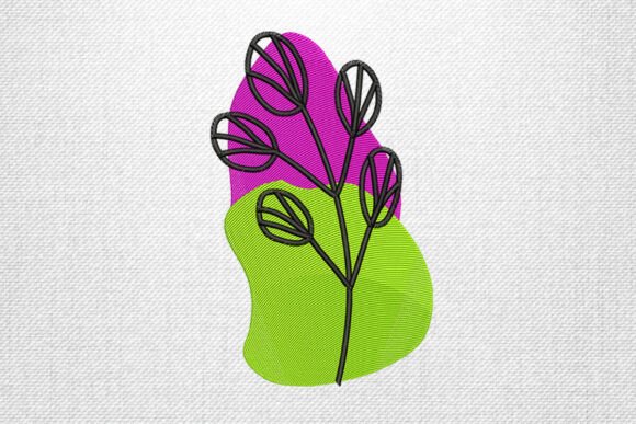 Charming Green Purple Abstract Flower Design