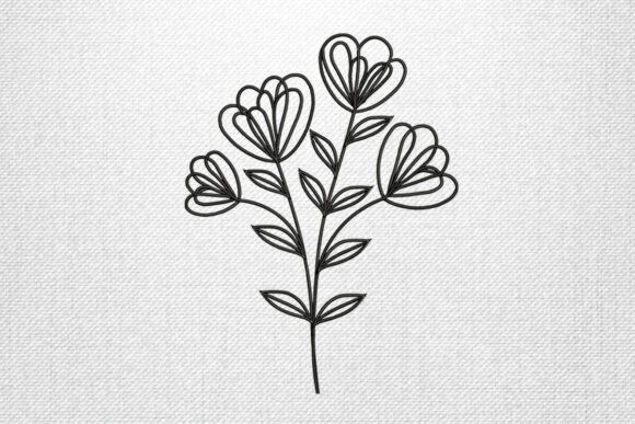 Charming Heart Petal Flower Outline for Your Projects