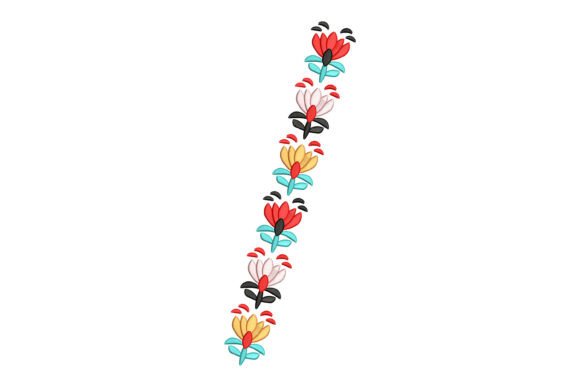 Colorful Floral Border: A Vibrant Embroidery Design