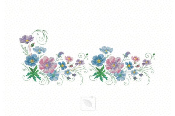 Cosmos Flower Border: A Graceful Embroidery Design