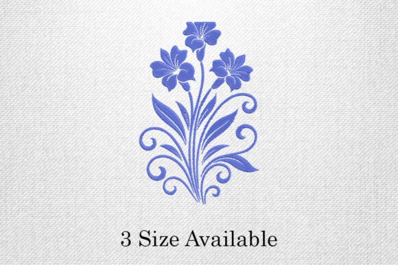 Elegant Blue Floral Swirl Embroidery Design