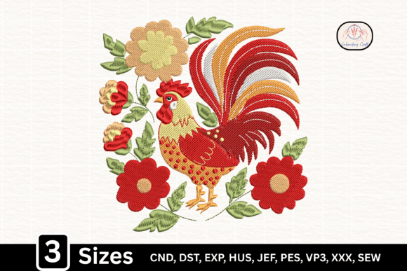Floral Rooster: A Farmhouse Emblem for Your Brand