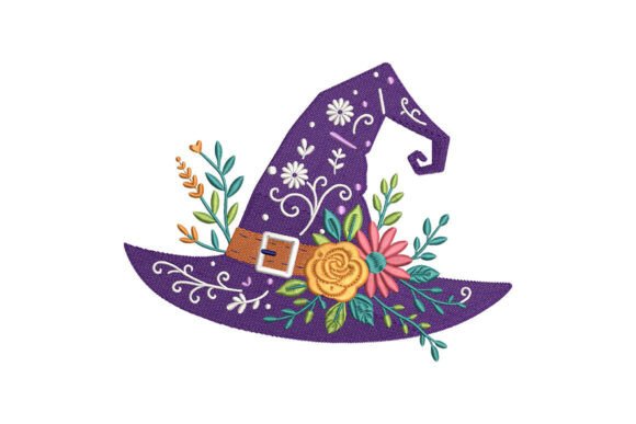 Floral Witch Hat: A Magical Embroidery Design