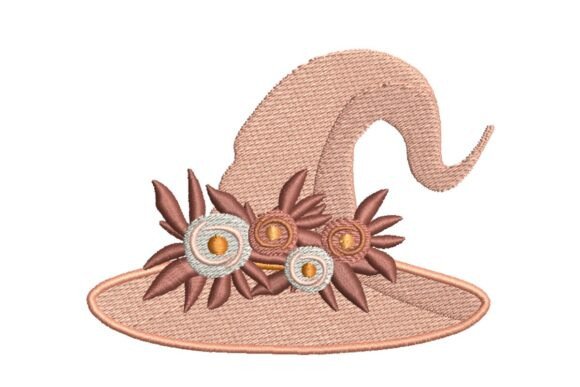 Floral Witch Hat: A Whimsical Embroidery Design
