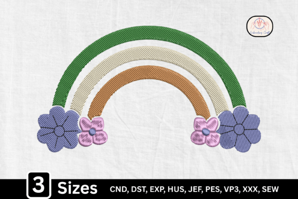 Groovy Aesthetic Flower Rainbow: A Vibrant Embroidery Design