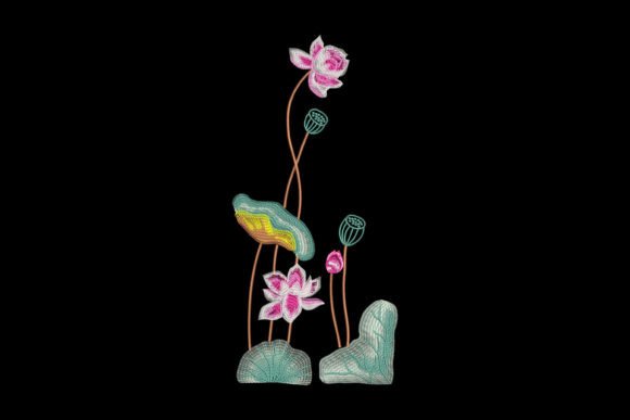 Lotus Pond: A Serene Embroidery Masterpiece