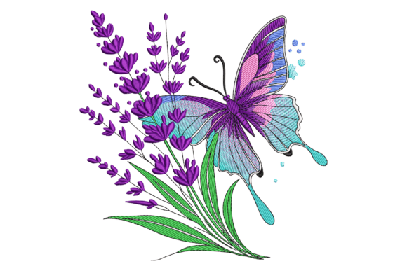 Reviewing Butterfly with Lavender Flowers for Business Merchandise
