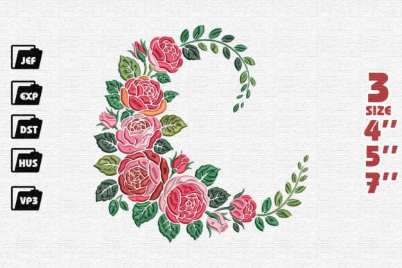 Rose Crescent Embroidery: A Timeless Gift Design