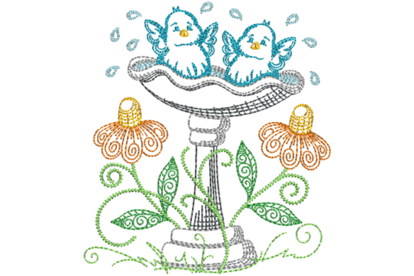 Spring Bird Bath Embroidery: A Designer's Review