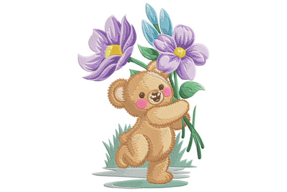 Teddy Bear with Flowers Embroidery Design Review