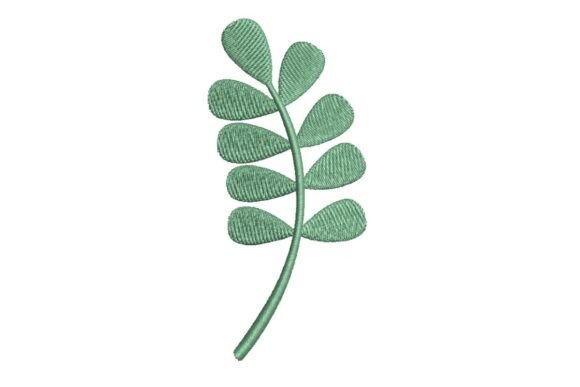 Textured Botanical Leaf Branch: A Fresh Embroidery Accent